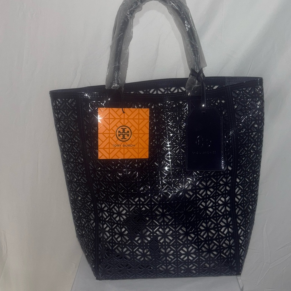 TORY BURCH Navy Blue Laser Tote NWT